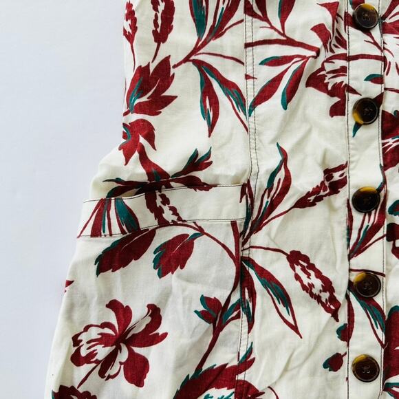 Anthropologie Oahu Linen Maxi Dress Cream Red Floral Size 12 NEW Boho Beach - Picture 7 of 11